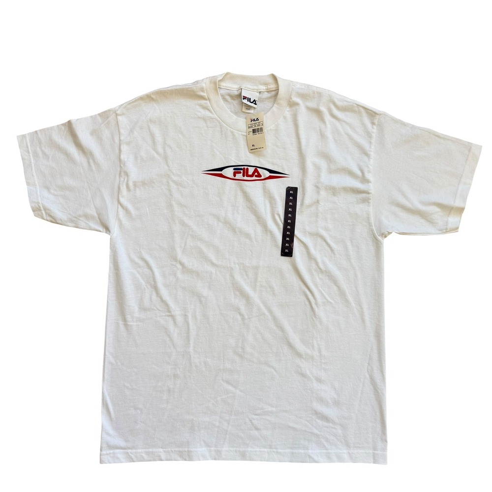 Fila Point Tee Mens XL White Embroidered Logo Short Sleeve T-Shirt New NWT